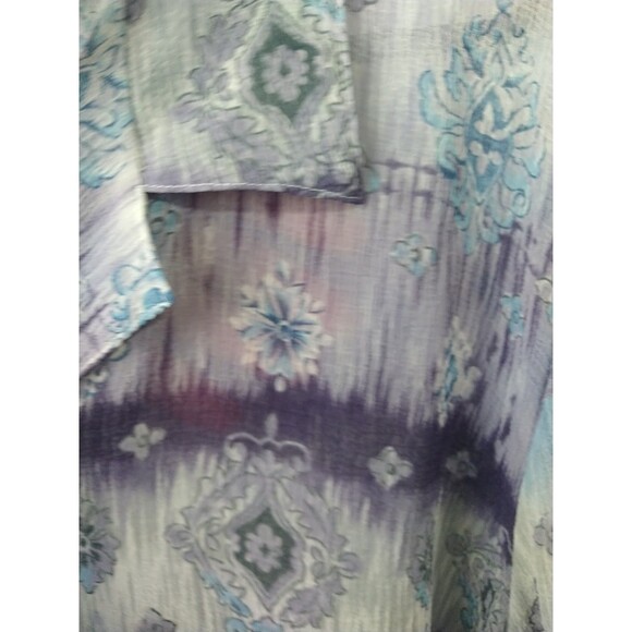 Alfred Dunner Woman 20W Semi Sheer Shirt Collared Ruffle Sleeve Cottage... - Picture 4 of 10